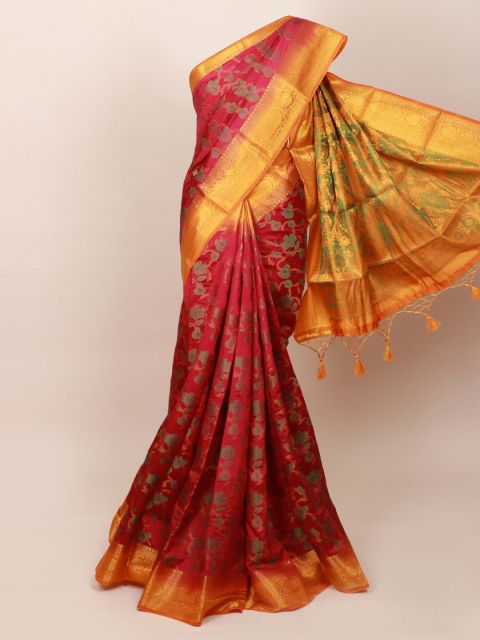 Pothys Magenta & Green Woven Design Art Silk Saree