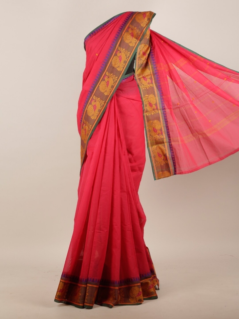 Pothys Pink & Purple Woven Design Zari Pure Cotton Saree