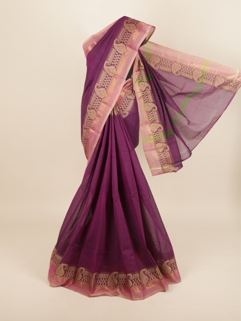 Pothys Violet & Pink Woven Design Pure Cotton Saree