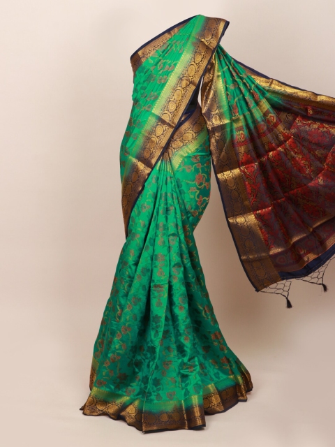 Pothys Green & Red Woven Design Art Silk Saree
