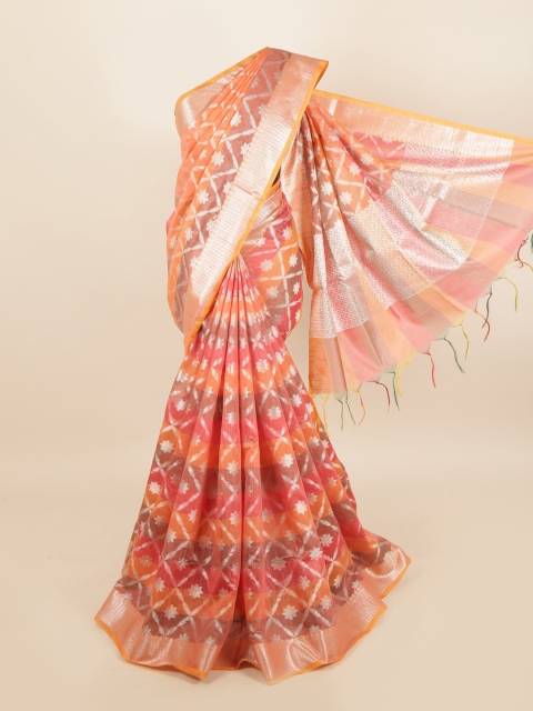 Pothys Multicoloured Ethnic Motifs Woven Design Saree, Multi