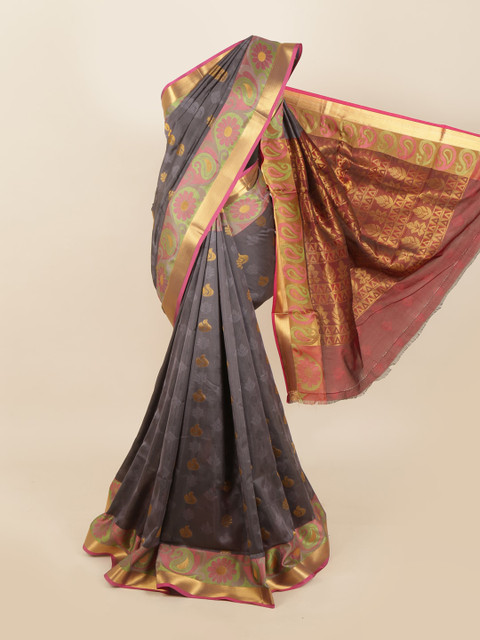 Pothys Grey & Pink Woven Design Silk Blend Saree 
Pothys Grey & Pink Woven Design Silk Blend Saree