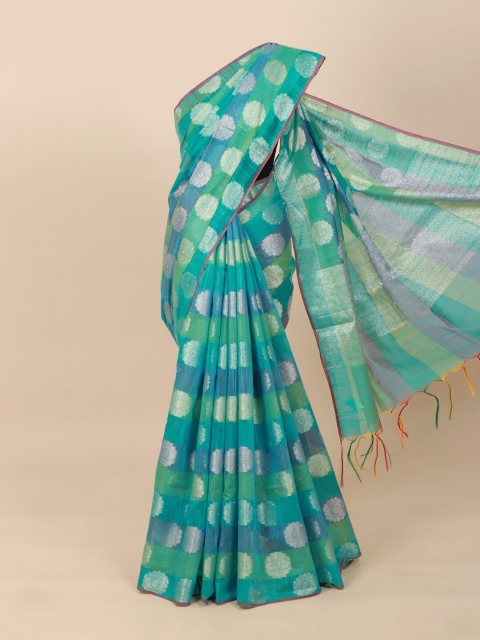 Pothys Green & Blue Woven Design Saree