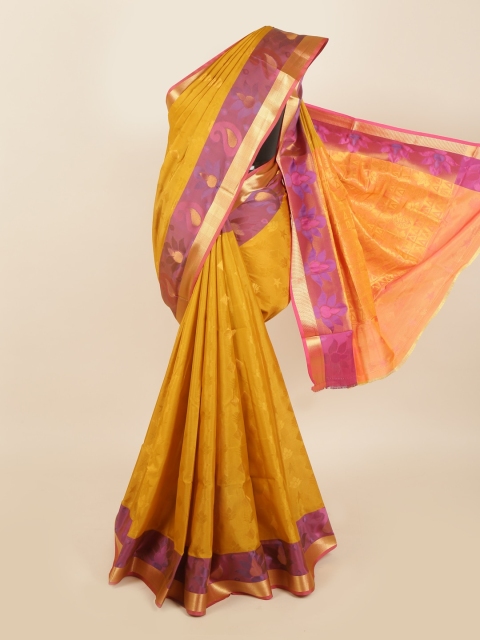 Pothys Orange & Woven Design Zari Silk Blend Saree