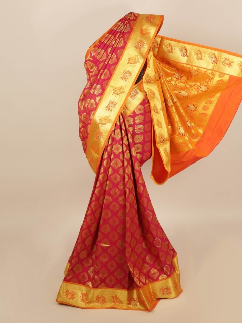 Pothys Red & Gold-Coloured Ethnic Motifs Woven Design Silk Blend Saree