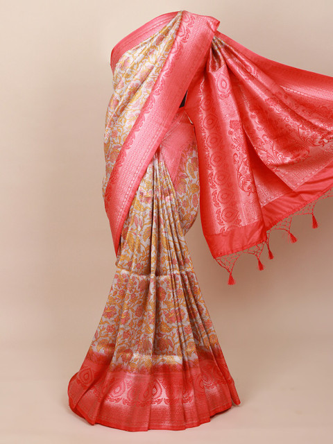 Pothys Grey & Pink Floral Art Silk Banarasi Saree 
Pothys Grey & Pink Floral Art Silk Banarasi Saree