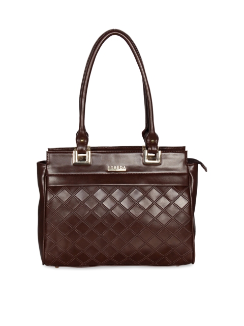 ESBEDA Brown Textured PU Structured Shoulder Bag with Quilted