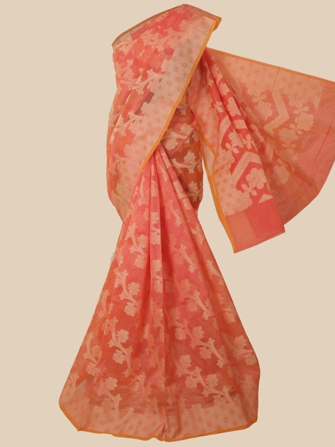 Pothys Orange Floral Saree