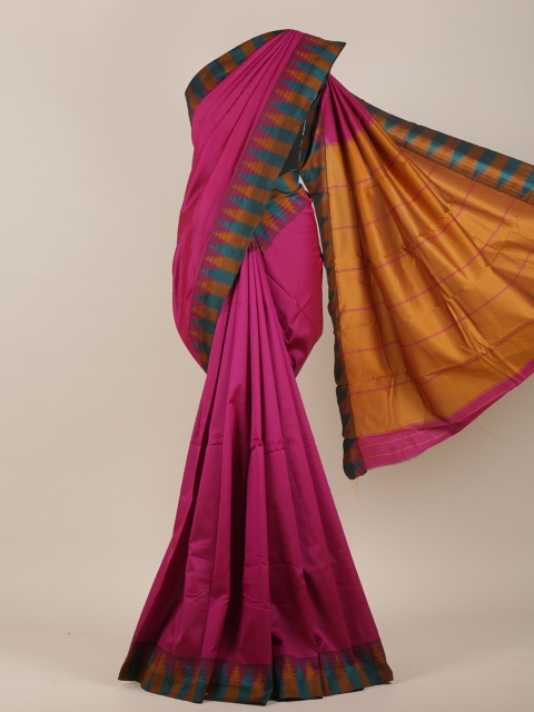Pothys Pink & Mustard Art Silk Saree