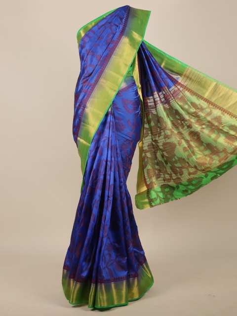 Pothys Blue & Green Woven Design Jute Silk Saree