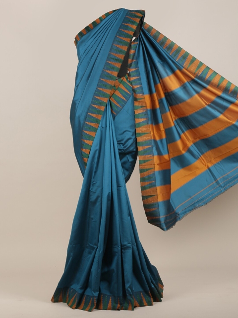 Pothys Blue & Orange Art Silk Saree