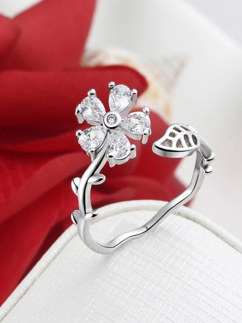 Shining Diva Platinum-Plated Silver-Toned & White CZ-Studded Adjustable Finger Ring
Shining Diva Platinum-Plated Silver-Toned & White CZ-Studded Adjustable Finger Ring