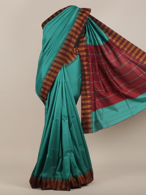 Pothys Sea Green & Brown Art Silk Saree