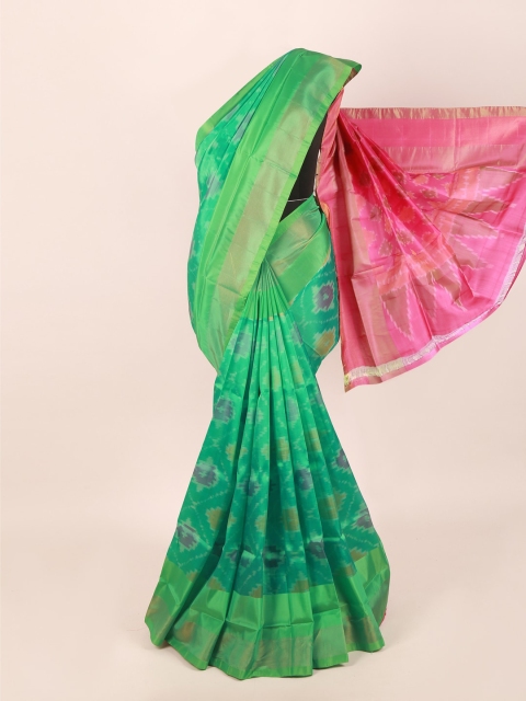 Pothys Green & Pink Zari Pure Silk Saree