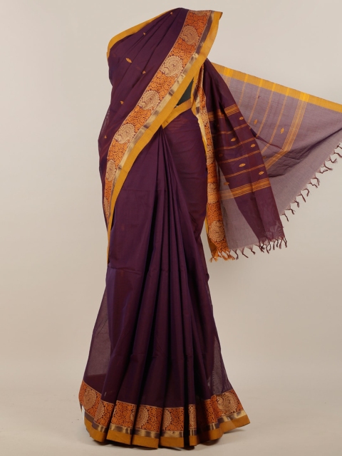 Pothys Violet & Orange Woven Design Pure Cotton Saree