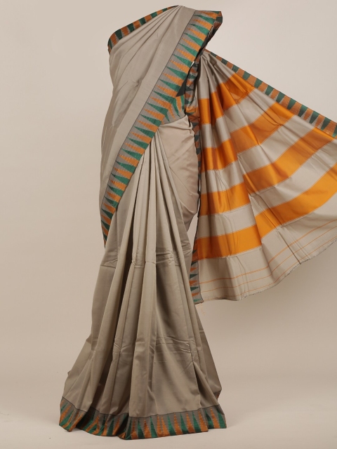 Pothys Grey & Orange Art Silk Saree