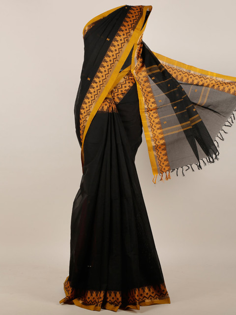 Pothys Black & Gold-Toned Ethnic Motifs Zari Pure Cotton Saree
Pothys Black & Gold-Toned Ethnic Motifs Zari Pure Cotton Saree
