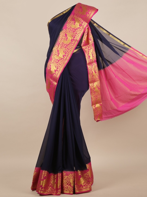 Pothys Navy Blue & Pink Saree