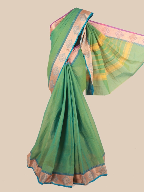 Pothys Green & Blue Pure Cotton Saree