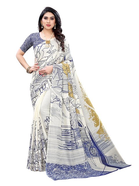 KALINI Blue & White Printed Pure Linen Saree
KALINI Blue & White Printed Pure Linen Saree
