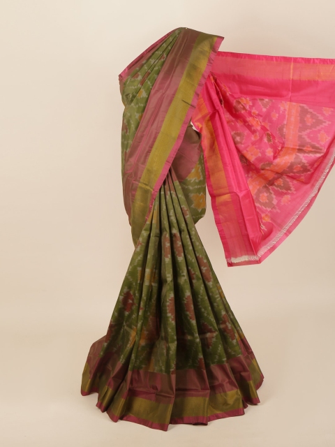 Pothys Green & Pink Pure Silk Saree