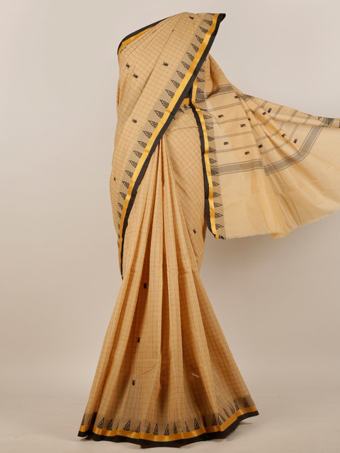 Pothys Cream-Coloured & Black Checked Zari Pure Cotton Saree
Pothys Cream-Coloured & Black Checked Zari Pure Cotton Saree