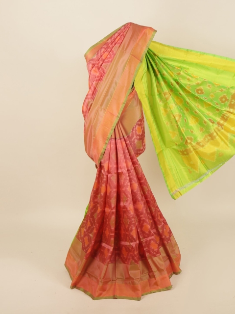 Pothys Pink & Green Pure Silk Saree