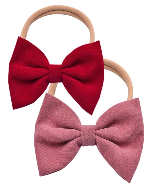 AQUASTREET Kids Pink & Red Set of 2 Velvet Hairbands