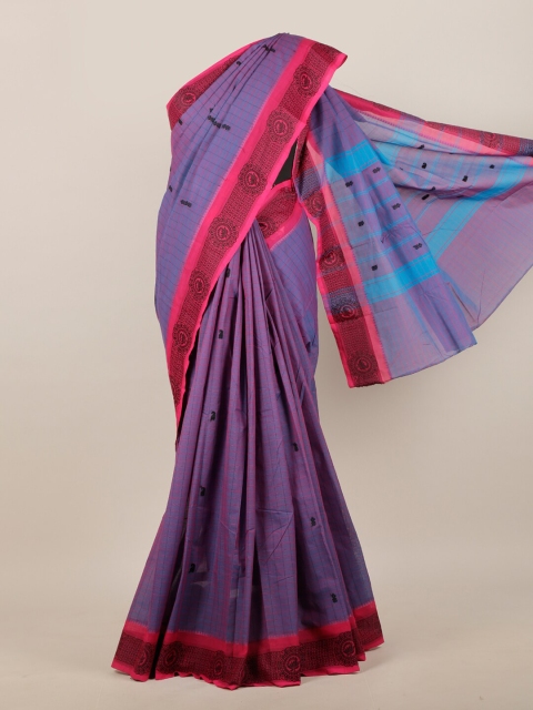 Pothys Purple & Pink Ethnic Motifs Pure Cotton Saree