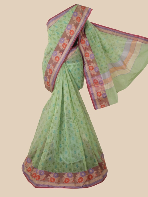 Pothys Green Ethnic Motifs Supernet Saree