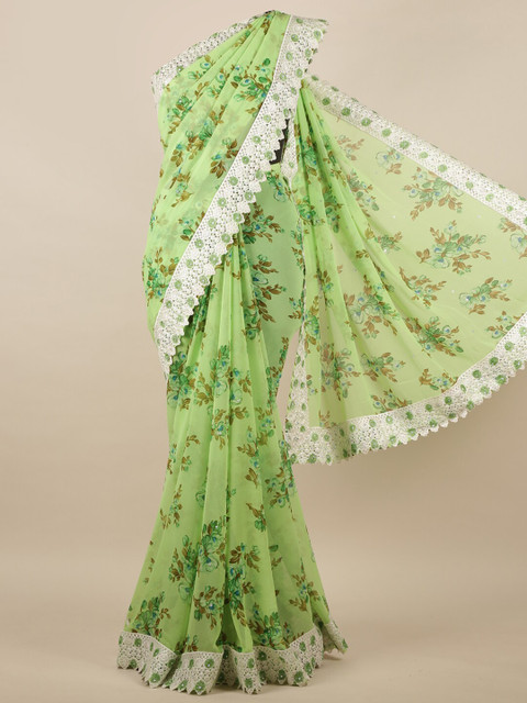 Pothys Green & White Floral Embroidered Poly Chiffon Saree
Pothys Green & White Floral Embroidered Poly Chiffon Saree