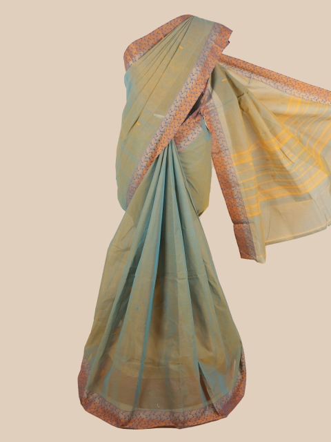 Pothys Blue & Gold-Toned Pure Cotton Saree