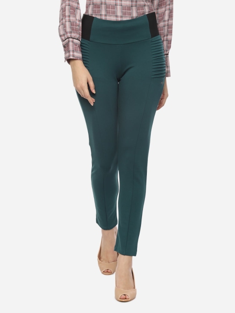 Allen Solly Woman Women Green Solid Treggings