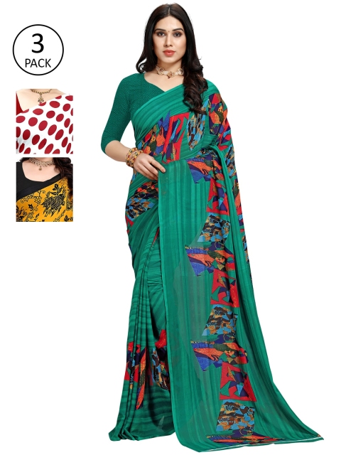 KALINI Pack of 3 Printed Sarees, Multi