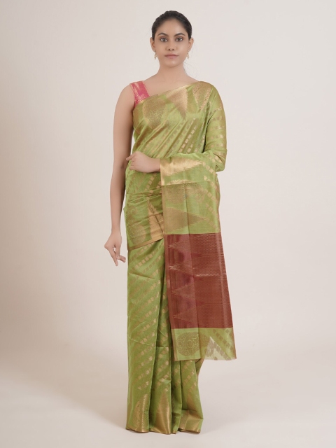 Pothys Women Green Cotton Blend Ethic Woven Designed Saree