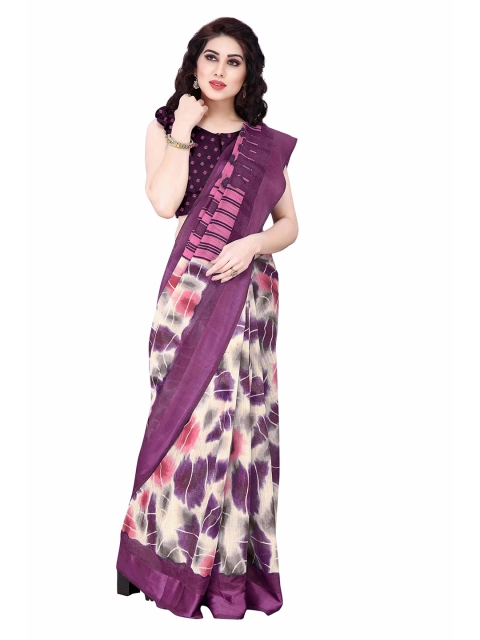 KALINI Off White & Pink Tie and Dye Saree