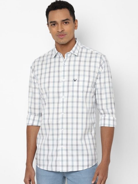 Allen Solly Men White Slim Fit Checked Casual Shirt