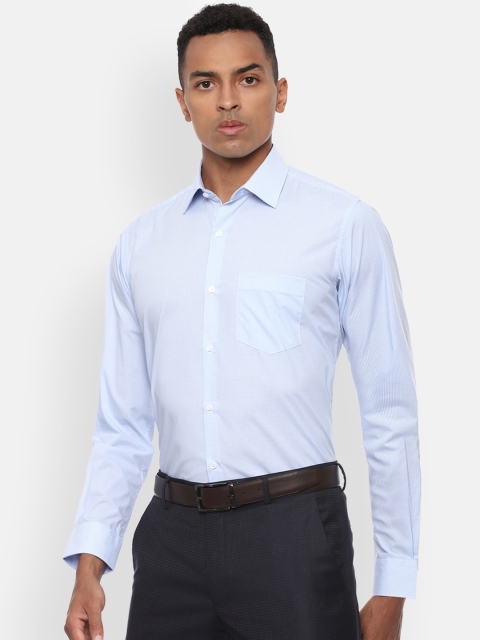 Van Heusen Men Blue Micro Checks Checked Casual Shirt