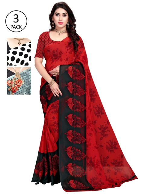 KALINI Pack of 3 Printed Sarees, Multi