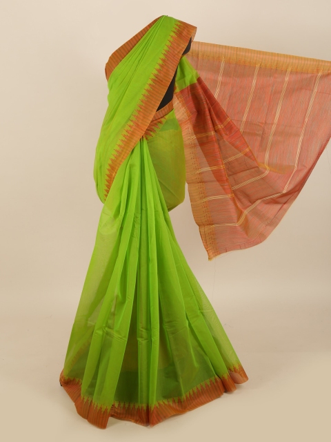 Pothys Women Green Solid Saree