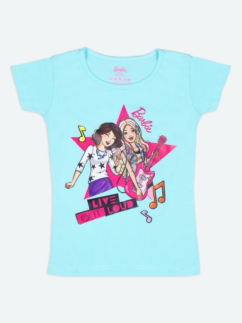 Barbie Girls Blue Printed T-shirt