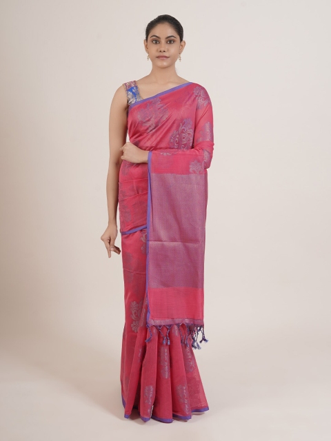 Pothys Pink & Purple Ethnic Motifs Saree