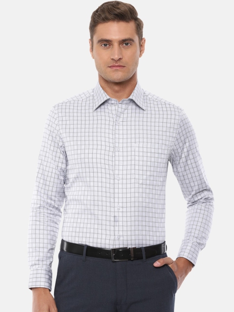 Louis Philippe Men Grey Checked Casual Shirt