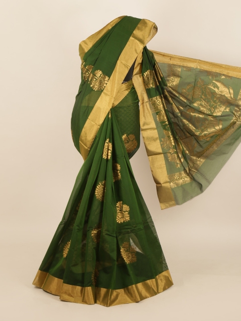 Pothys Green & Golden Paisley Woven Design Zari Saree