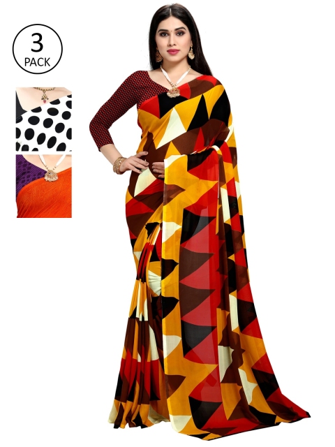 KALINI Pack of 3 Printed Sarees, Multi