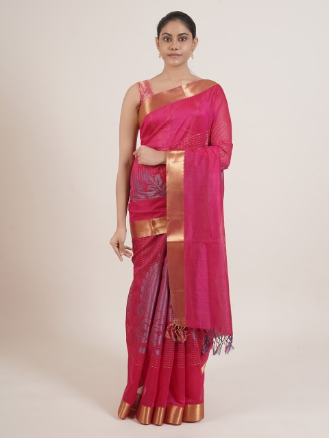 Pothys Pink & Gold-Toned Woven Design Saree