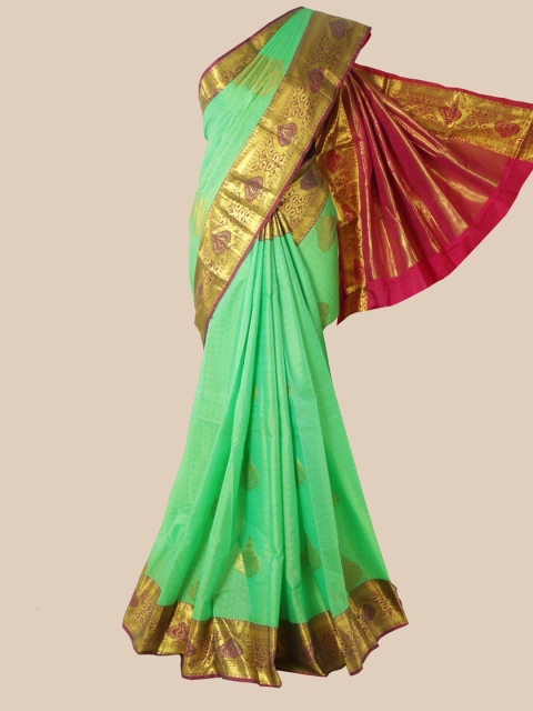 Pothys Green & Pink Woven Design Zari Pure Silk Kanjeevaram Saree