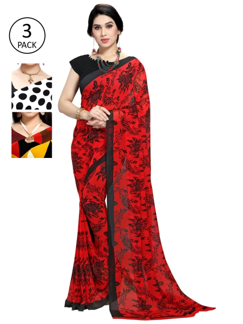 KALINI Black & Mustard Floral Saree