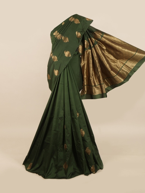 Pothys Green & Golden Ethnic Motifs Woven Design Saree
