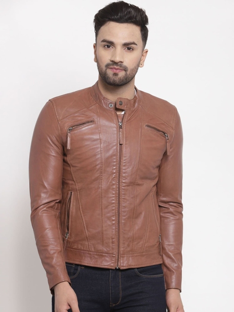 Teakwood Leathers Men Tan Solid Lightweight Leather Jacket